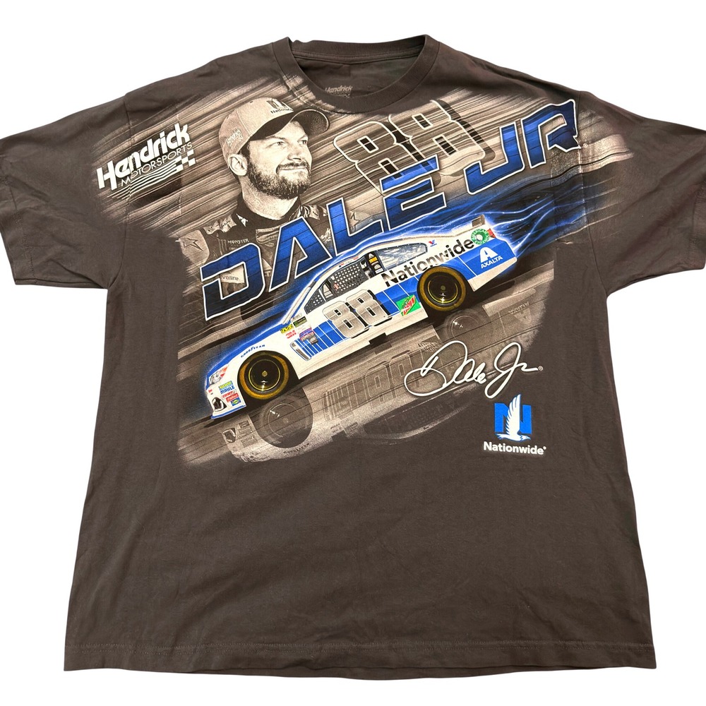 Vtg Dale Earnhardt Jr 88 NASCAR T-Shirt Hendrick Motorsports Nationwide Gray 2XL